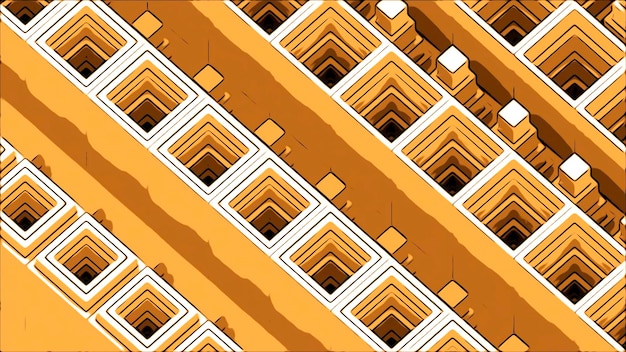 Oranje en groene vierkanten in animatieontwerp grote vierkanten die stijgen en dalen in verschillende