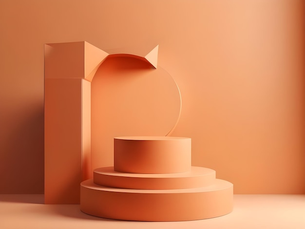 oranje foto 3d rendering vorm voor reclame producten display pastel minimale scène studio kamer