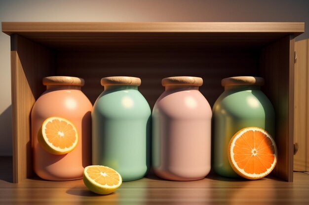 Foto oranje fruit en flessen met kleurrijke dranken op de tafel zien er erg lekker uit.