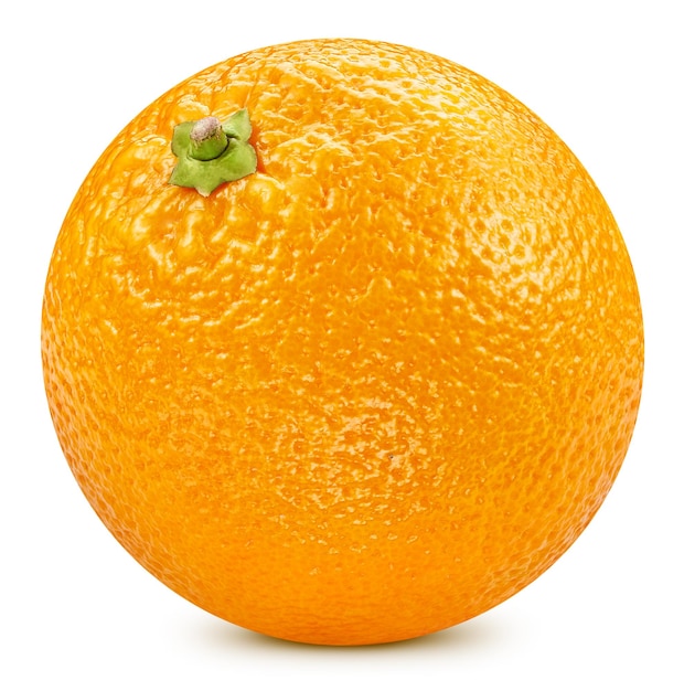 Oranje geïsoleerd op witte achtergrond Oranje citrusvruchten uitknippad Oranje macro studio foto