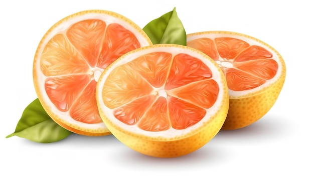 Oranje grapefruit op wit Generatief Ai