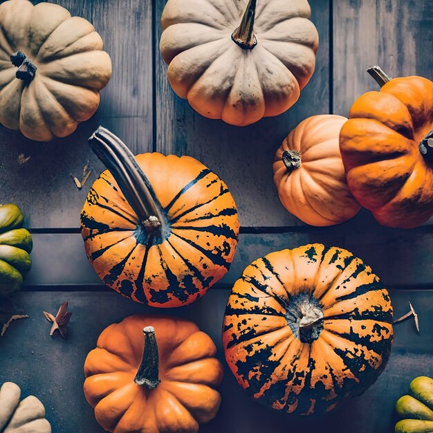 Oranje grungeachtergrond voor Halloween met pompoenen