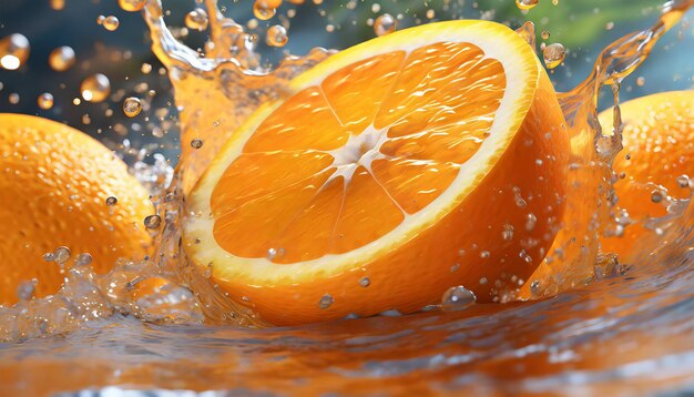 Foto oranje in spatjes water close-up