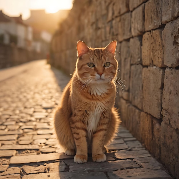 Oranje kat onder de zon