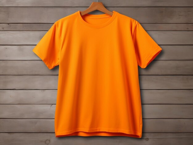 Foto oranje kleur vrouwelijke t-shirt mockup