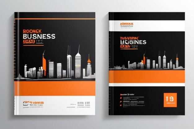 Oranje kleurenschema met achtergrond van de stad Business Book Cover Design Template in A4