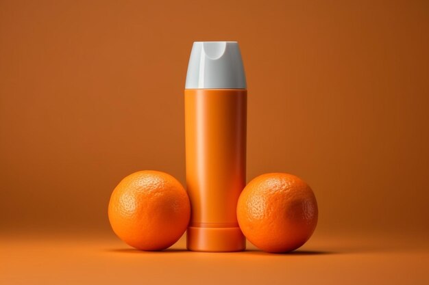 Oranje lege kosmetische flessenbuis van roomlotion voor lichaamsgezicht of handoranje fruit