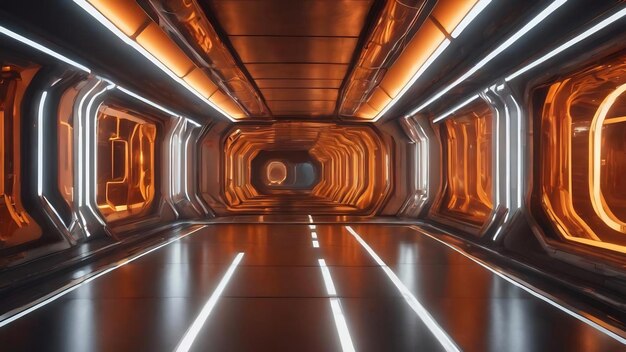 Oranje lichten in een futuristische tunnel