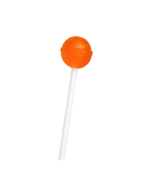 Oranje lolly geïsoleerd op een witte achtergrond Minimal concept Sweet candy