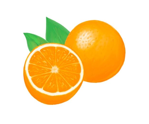 Oranje met bladeren op witte achtergrond