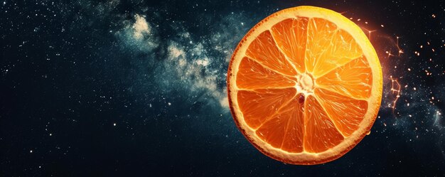 Foto oranje met kosmische achtergrond.