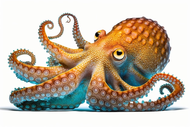 oranje overzeese octopus die op witte achtergrond wordt geïsoleerd