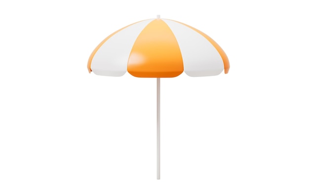 Oranje parasol met cartoon stijl 3D-rendering