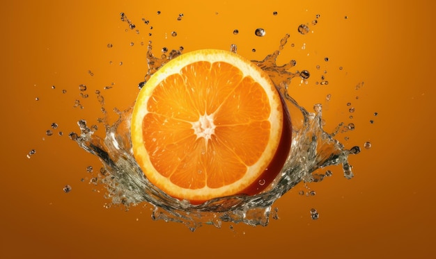 Oranje reclame achtergrond voor sociale media Post sappig fruit voor gezonde voeding Generative Ai