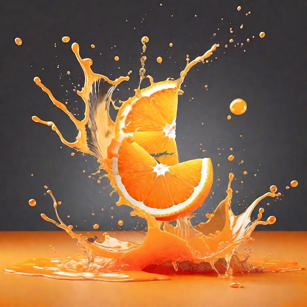 Oranje splash achtergrond gegenereerd Ai