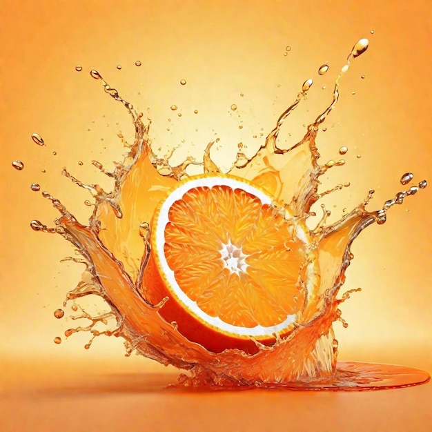 Oranje splash achtergrond gegenereerd Ai