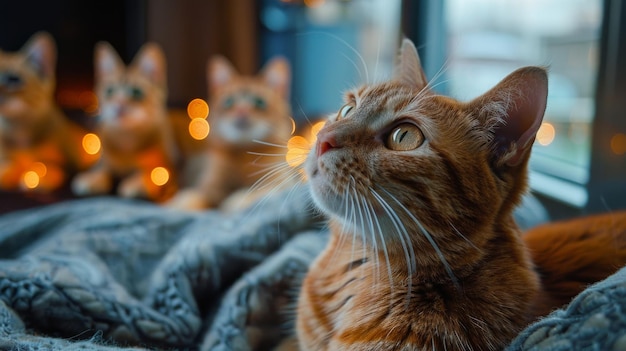 Oranje Tabby Cat op de bank liggen