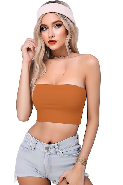 Oranje top met een strapless top