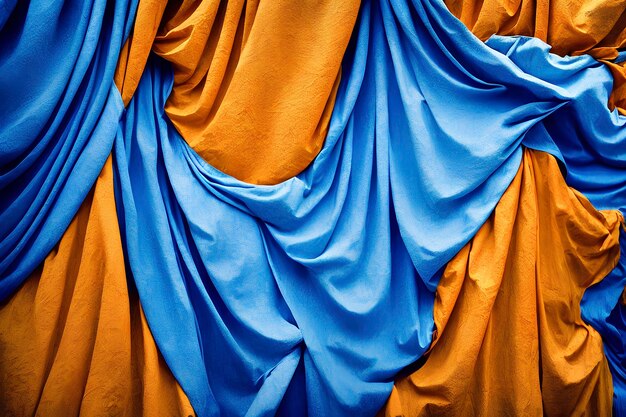 Foto oranje, witte en blauwe stof