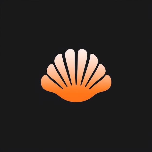 Oranje zee schelp logo schoon en eenvoudig ontwerp met platte stijl