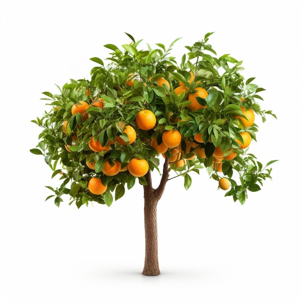 Oranjeboom dichtbij en geïsoleerd op een witte achtergrond