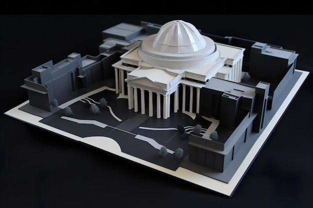 Oratorium building 3D model fancy paper art