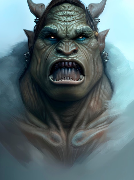 Orc, cute, fantasy, portrait of scruffy haired wearing metal\
armour, monster