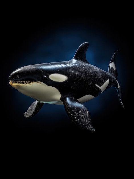 Orca Studio Shot Isolated on Clear Black Background Generative AI