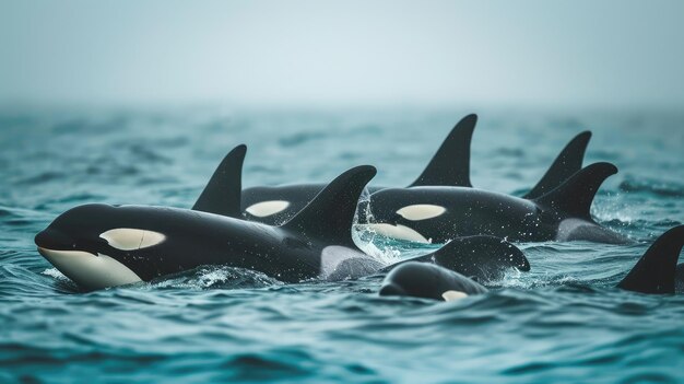 Photo orcas in ocean