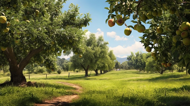 Foto la brezza del frutteto a mezzogiorno