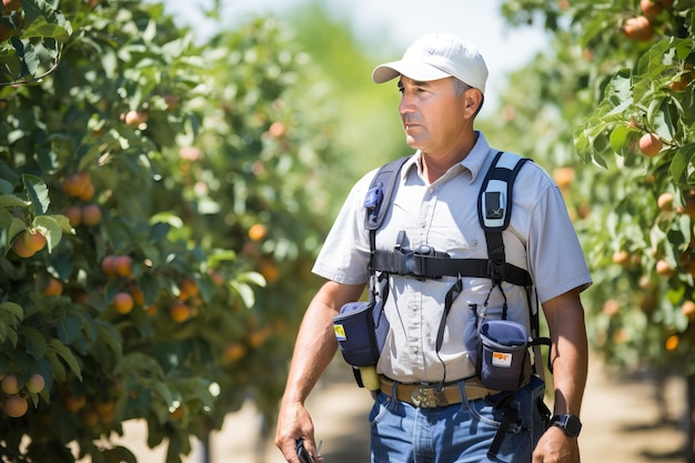 Orchard manager implementing integrated pest management techniques