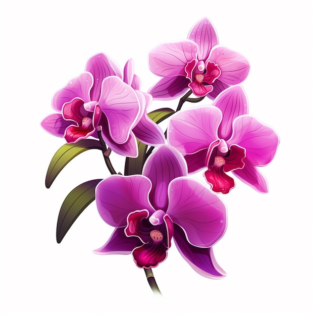 Orchid 2d cartoon illustraton on white background high qua