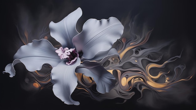蘭のアート ブラックファイアオーキッド エレガントなファンタジー 神秘的な花 ユニークな花柄