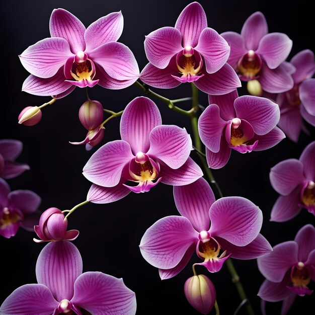 orchid blossom flower isolated on a dark background ai generative