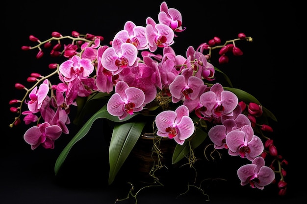 Orchid bouquet with foliage for a lush arrangement