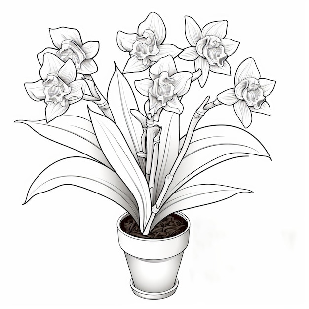 Орхидеи для рисования для детей Растение Haworthia Fasciata в стиле мультфильмов