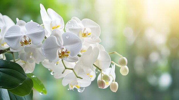 Orchid flower on blurred greenery tree background