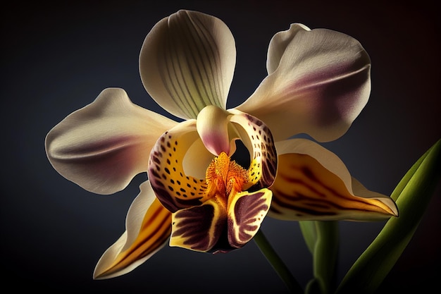 Foto close-up del fiore di orchidea generato da ai