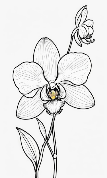 Foto pagina da colorare di fiori di orchidee per bambini