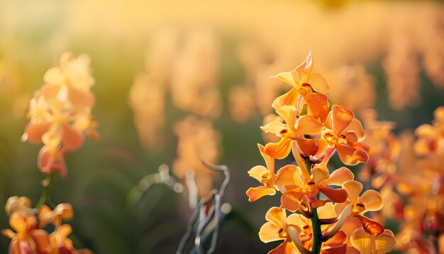 Orchid flower in field with blur background