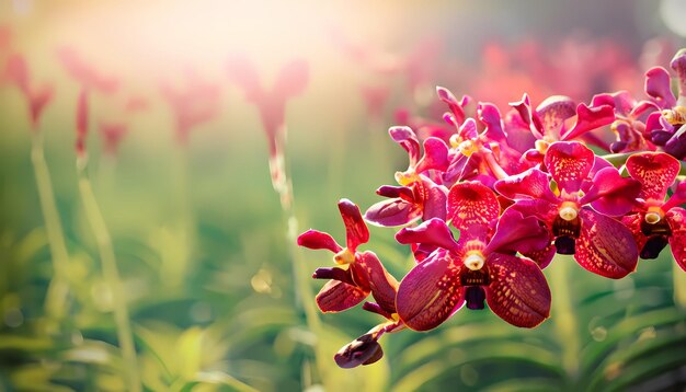 Photo orchid flower in field with blur background