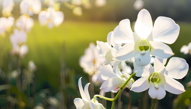 Orchid flower in field with blur background