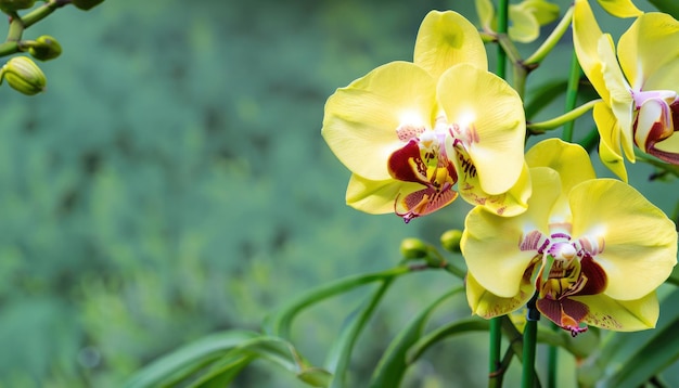 Orchid flowering with copy space