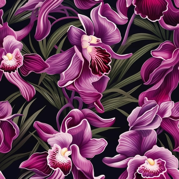 Orchid garden treasures seamless art