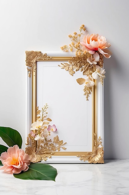 Orchid Oasis Opulence lege Frame Mockup met witte lege ruimte voor het plaatsen van uw ontwerp