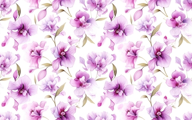 Orchid Watercolor Seamless Pattern Background