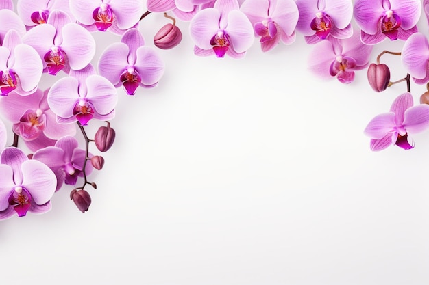 orchid on white with copy space