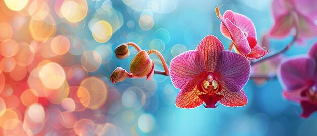 Orchidee Macro Foto Exotische Phalaenopsis Bloem Closeup Onduidelijke achtergrond Kopieerruimte