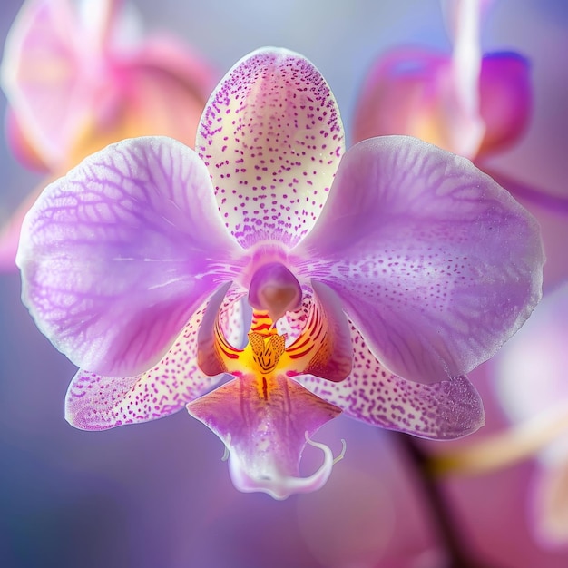 Orchidee Macro Foto Exotische Phalaenopsis Bloem Closeup Onduidelijke achtergrond Kopieerruimte