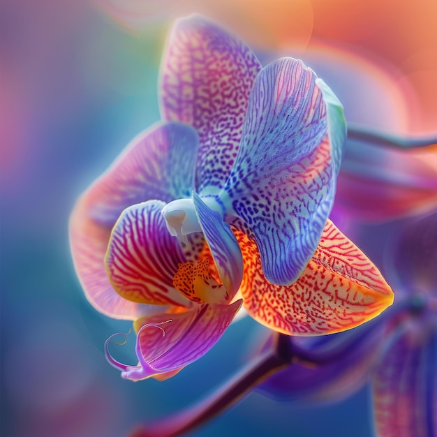 Orchidee Macro Foto Exotische Phalaenopsis Bloem Closeup Onduidelijke achtergrond Kopieerruimte